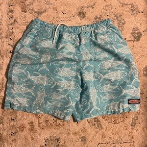 Vineyard Vines Teal Blue Fish Print Hybrid Shorts